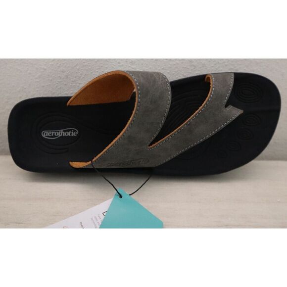 Aerothotic L0342 Women's Sz 8M Gray Vegan Suede Leather Odal Split Toe Sandals - Picture 8 of 16